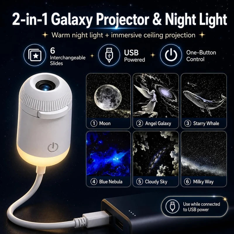 Portable Mini USB Starry Sky Projector Lamp – LED Night Light